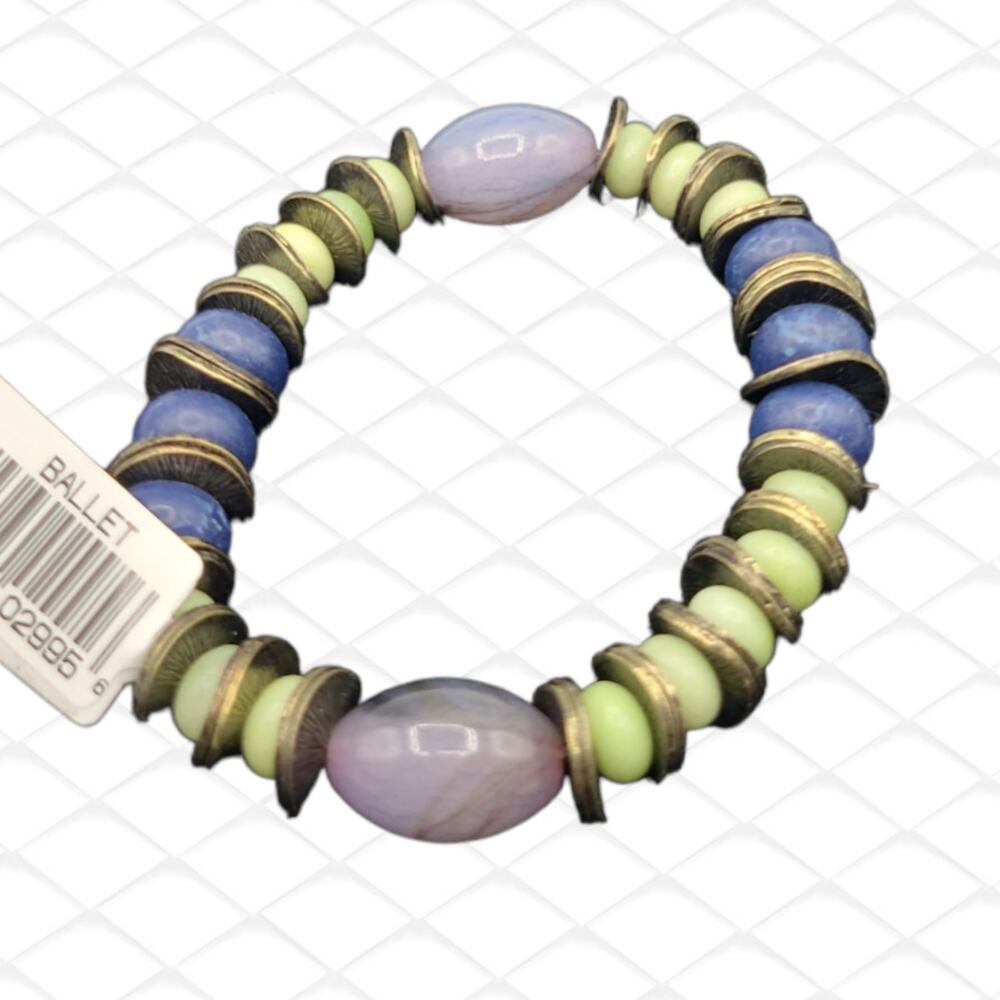 Gold Multicolor Beads Stretch Fashion Bracelet ~ NEW